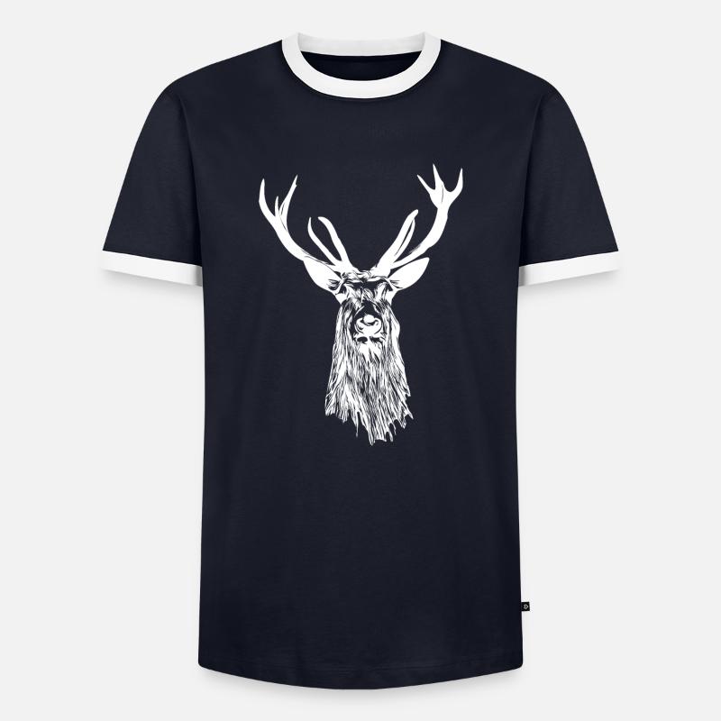 Ich liebe Hirsche Hirsch - Männer Kontrast-T-Shirt - Navy/Weiß 