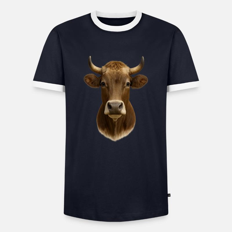 La plus belle vache - T-shirt contrasté Homme - marine/blanc 