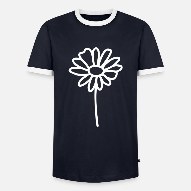 Blume Gänseblümchen - Männer Kontrast-T-Shirt - Navy/Weiß 
