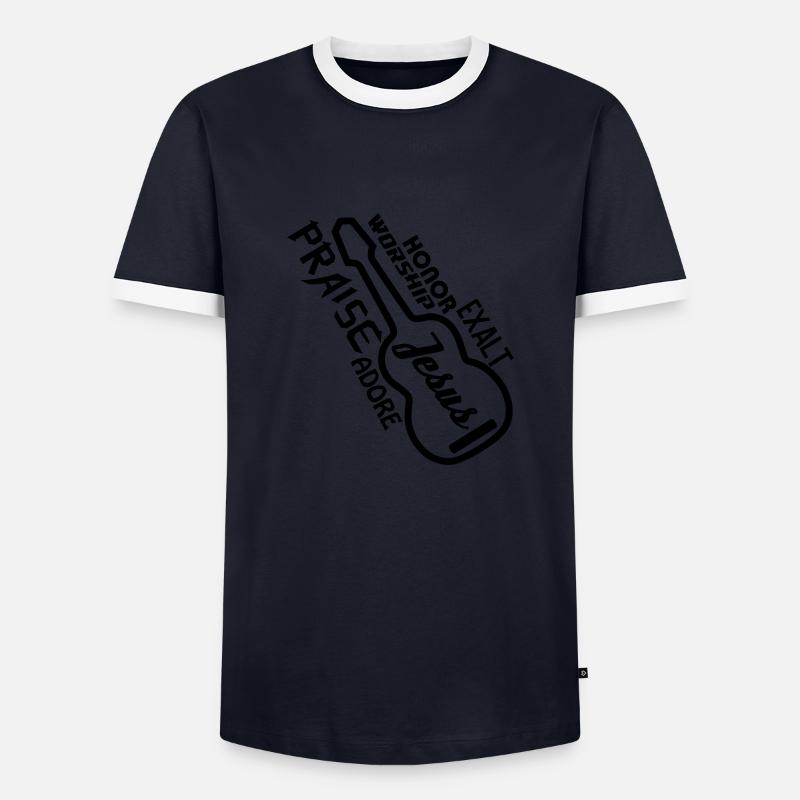 Praise - glory - Men's Ringer Shirt - navy/white 