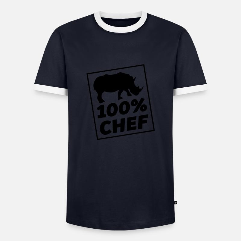 chef nashorn - Männer Kontrast-T-Shirt - Navy/Weiß 