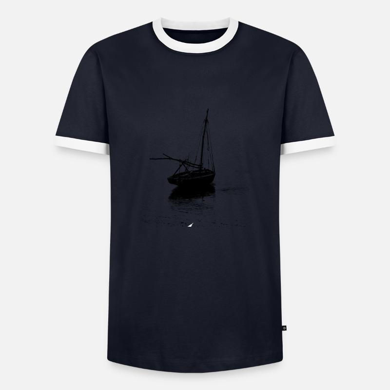 Boot - Männer Kontrast-T-Shirt - Navy/Weiß 