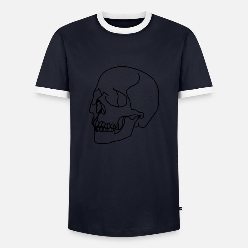 Totenkopf Oneline - Männer Kontrast-T-Shirt - Navy/Weiß
