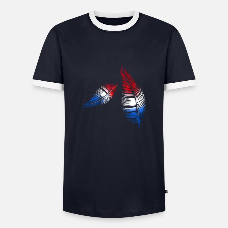 feathers red white blue - Men's Ringer Shirt - navy/white 