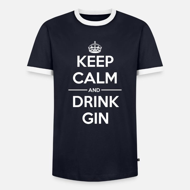 Drinks Keep calm Gin - Männer Kontrast-T-Shirt - Navy/Weiß 