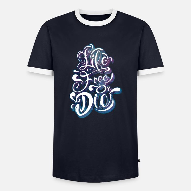 frei leben oder sterben - Männer Kontrast-T-Shirt - Navy/Weiß 