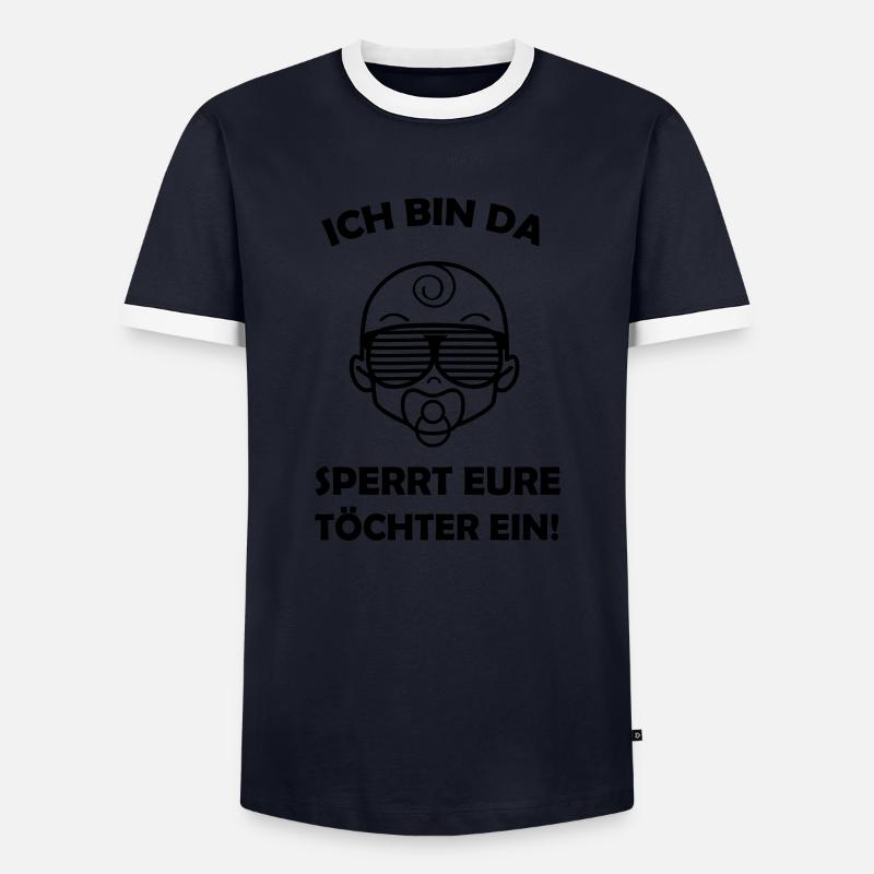 boss_baby_ich_bin_da_001 - Männer Kontrast-T-Shirt - Navy/Weiß 