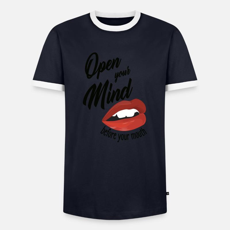 open your mind... - Männer Kontrast-T-Shirt - Navy/Weiß 