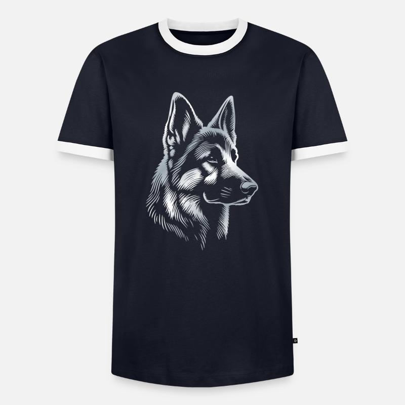 Deutscher Schäferhund Kopf silber - Männer Kontrast-T-Shirt - Navy/Weiß 