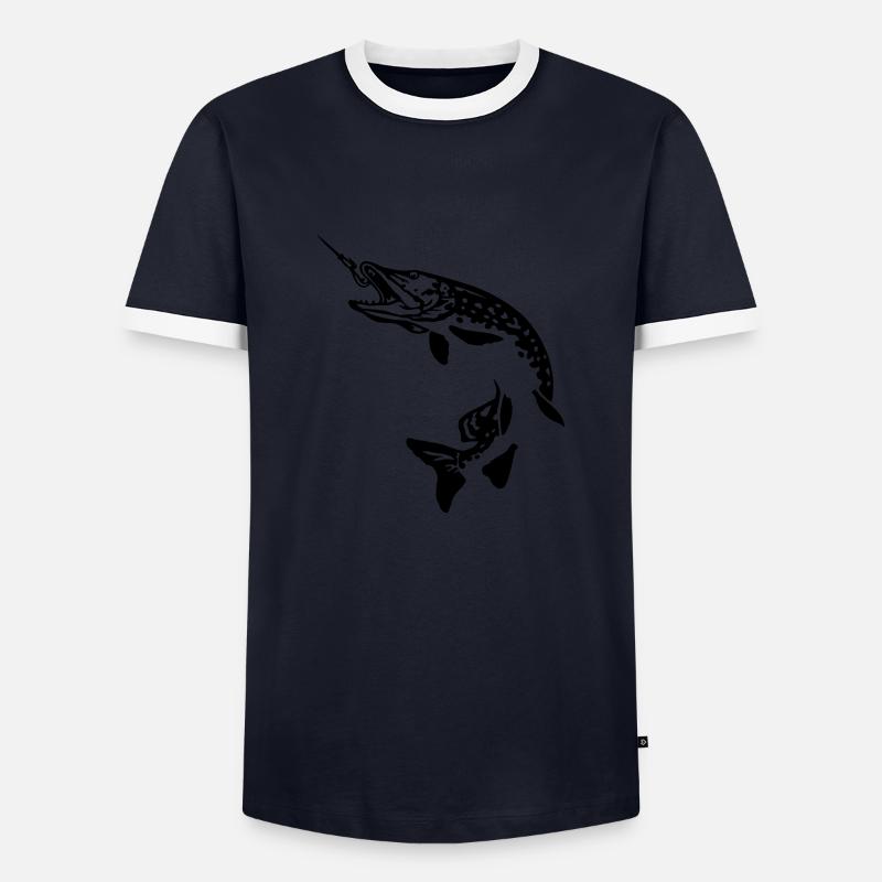 hecht_beisst - Männer Kontrast-T-Shirt - Navy/Weiß 