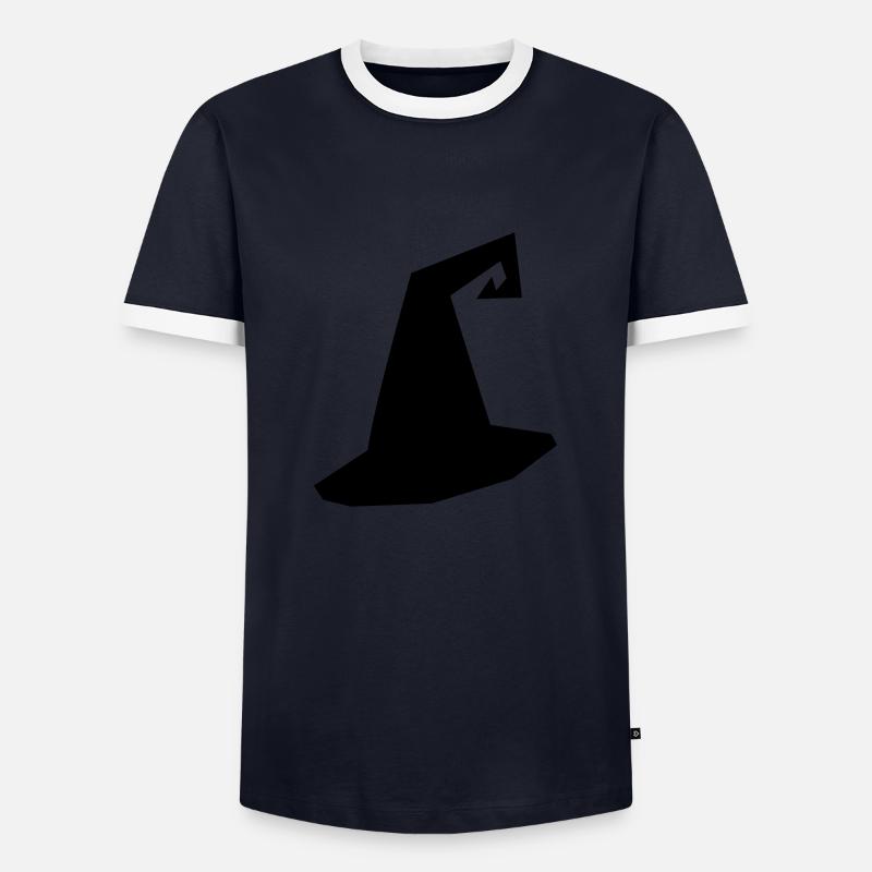 Witch Hat Silhouette - Men's Ringer Shirt - navy/white
