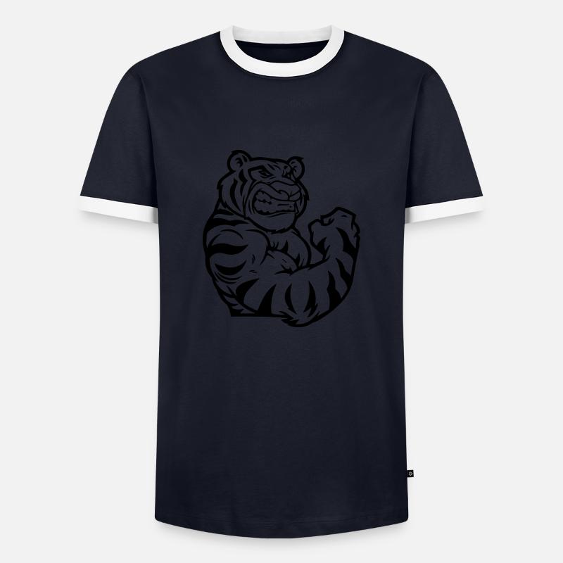 tiger biceps - Men's Ringer Shirt - navy/white