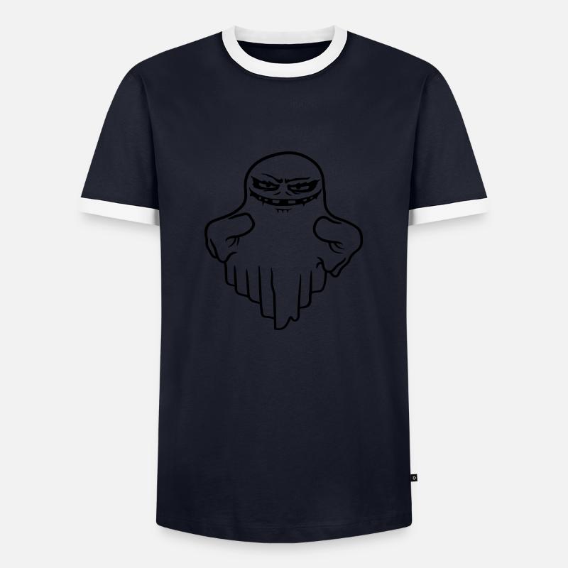 Schwebender Monster Geist Comic - Männer Kontrast-T-Shirt - Navy/Weiß