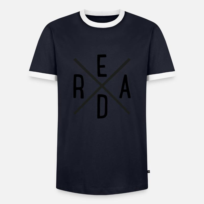 lesen - Männer Kontrast-T-Shirt - Navy/Weiß
