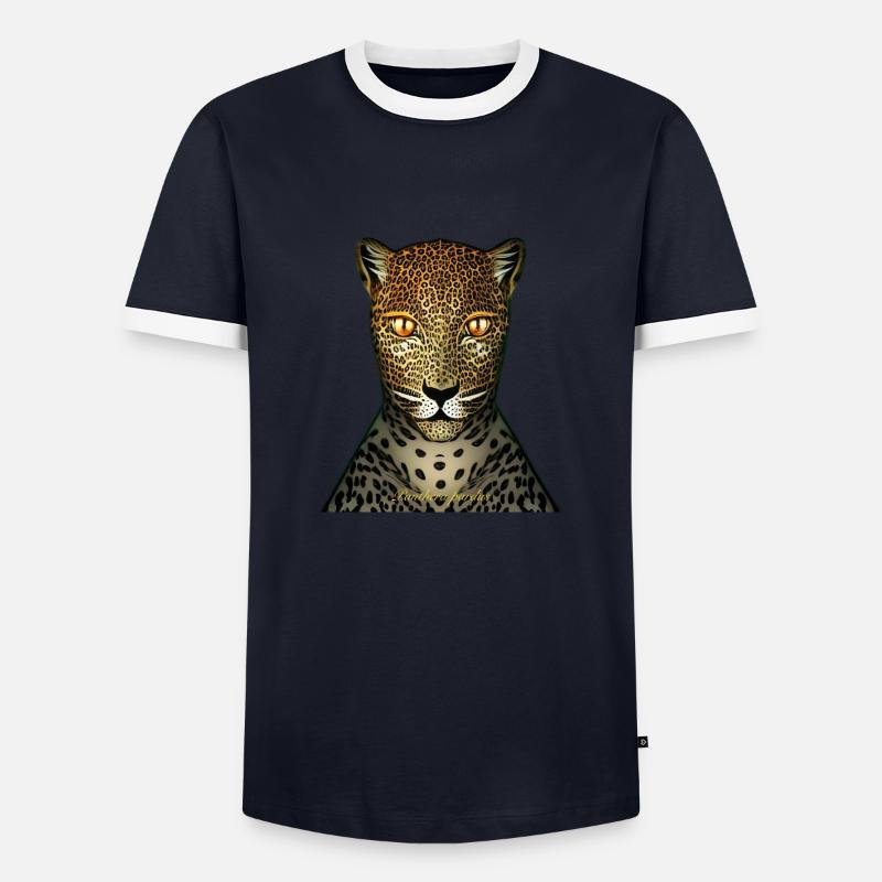 Leopard - Männer Kontrast-T-Shirt - Navy/Weiß 