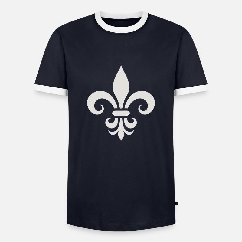 Fleur de Lis Charme - Männer Kontrast-T-Shirt - Navy/Weiß