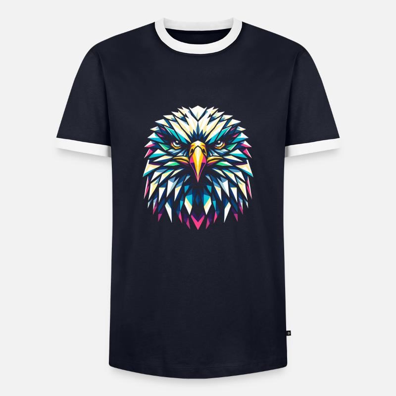Adler Polygon - Männer Kontrast-T-Shirt - Navy/Weiß