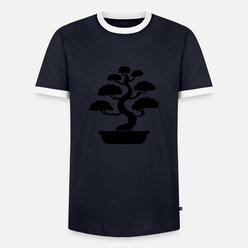Bonsai Tree - Men's Ringer Shirt - navy/white 