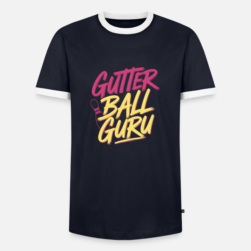 Gutter Ball Guru 13 - Männer Kontrast-T-Shirt - Navy/Weiß