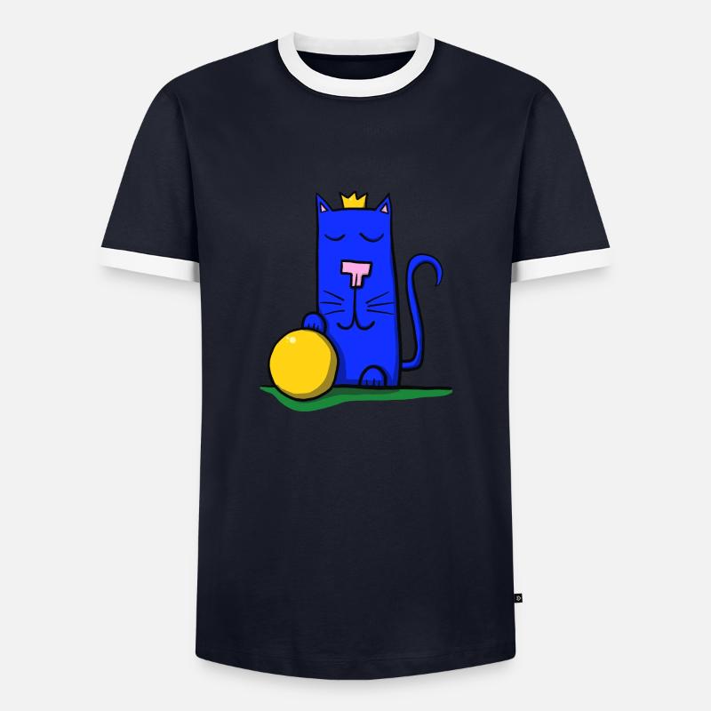 Cat with crown - Men's Ringer Shirt - navy/white 