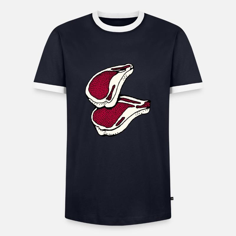 Fleisch - Männer Kontrast-T-Shirt - Navy/Weiß 