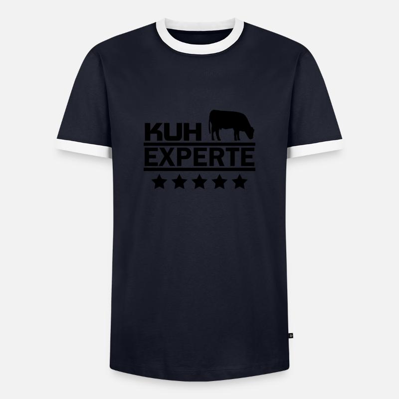 Kuh Experte - Männer Kontrast-T-Shirt - Navy/Weiß 