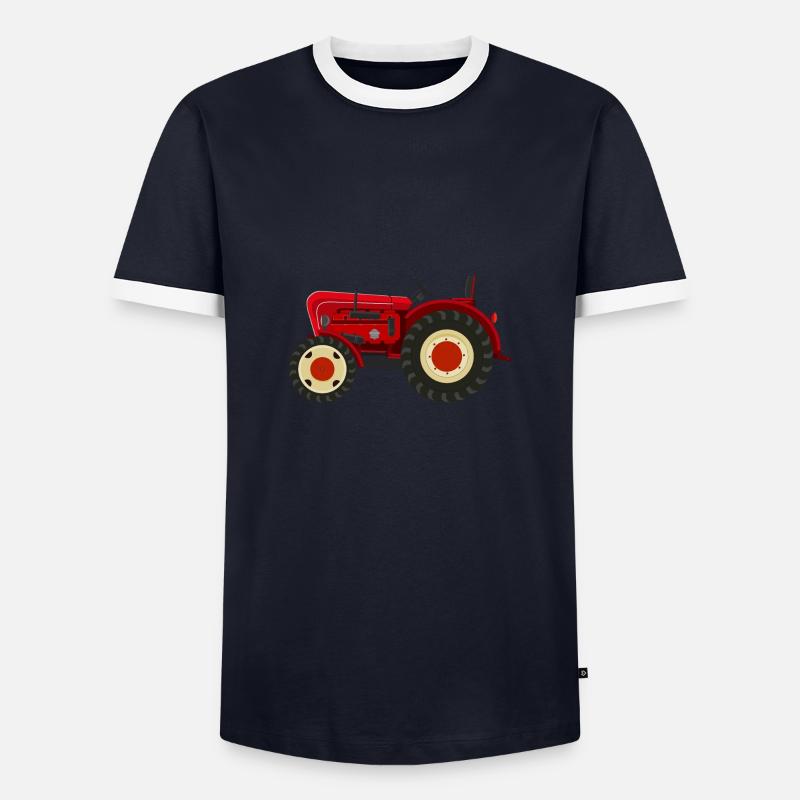 Retro Oldtimer-Traktor rot - Männer Kontrast-T-Shirt - Navy/Weiß 