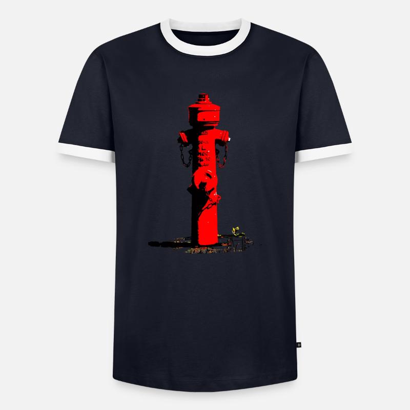 Roter Feuerhydrant / Fire Hydrant (DDP) - Männer Kontrast-T-Shirt - Navy/Weiß 