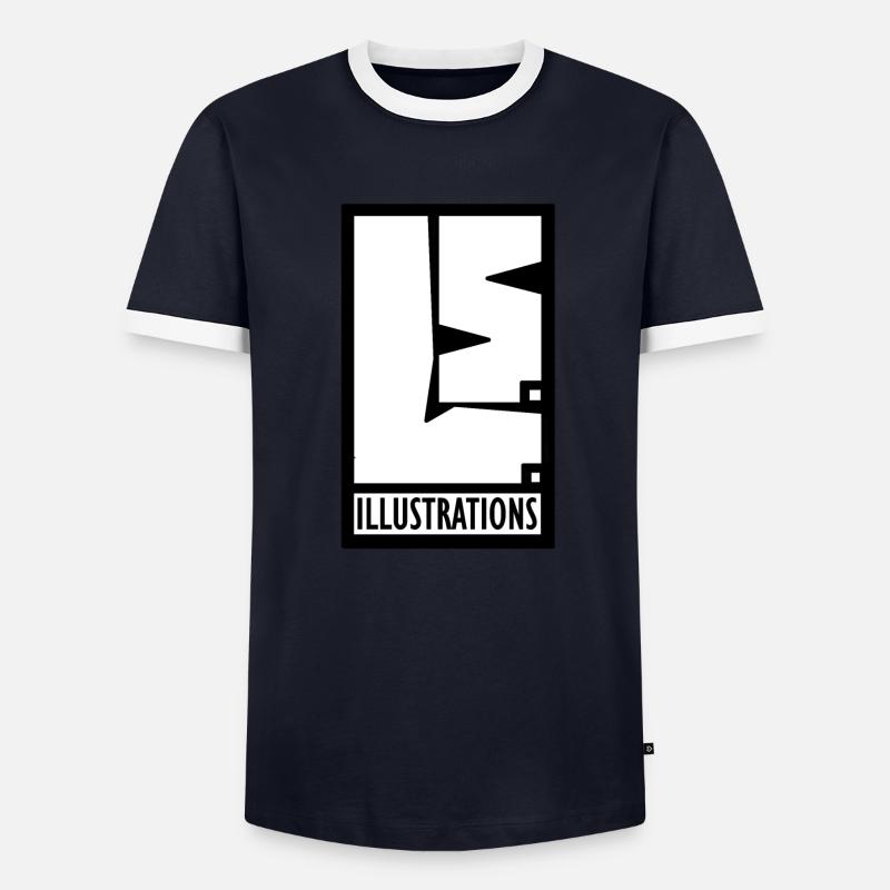 L.S.ILLUSTRATIONS LOGO - Männer Kontrast-T-Shirt - Navy/Weiß 