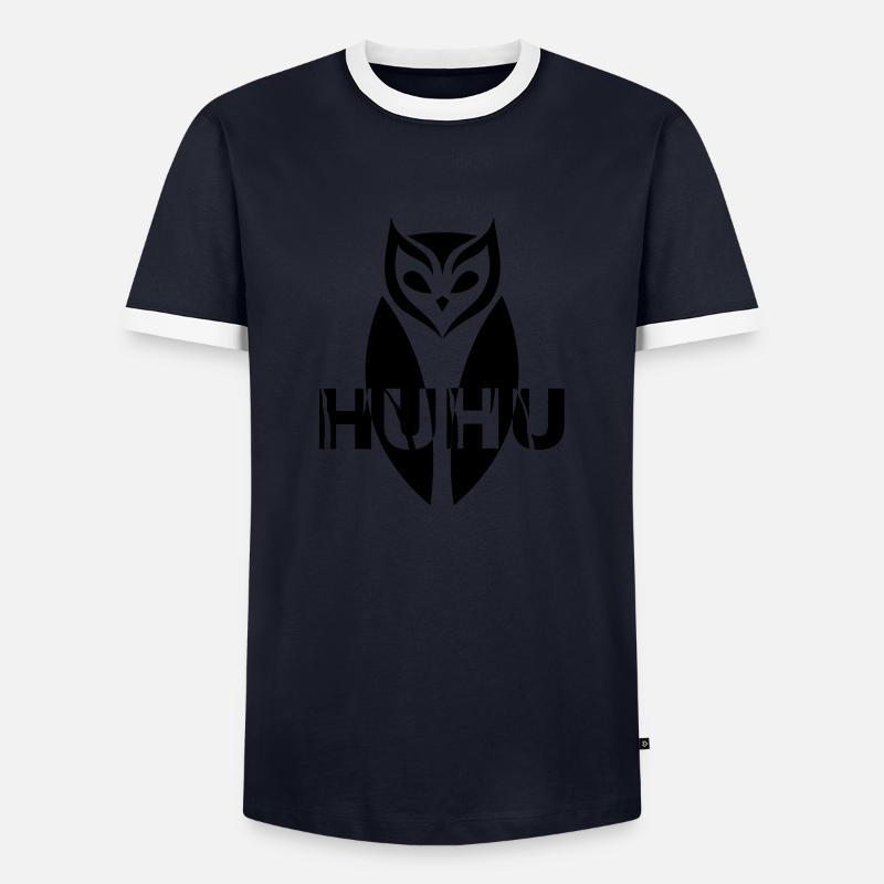 GOWILD Eule - HuHu - Männer Kontrast-T-Shirt - Navy/Weiß 