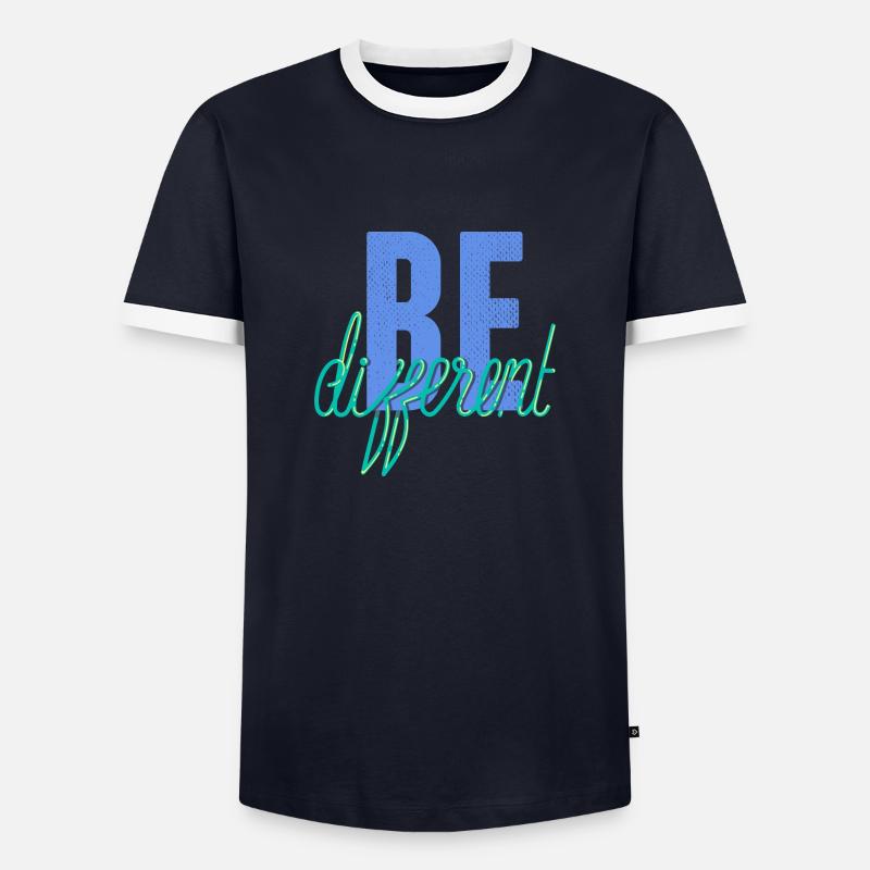 Be different- Sei anders! - Männer Kontrast-T-Shirt - Navy/Weiß 