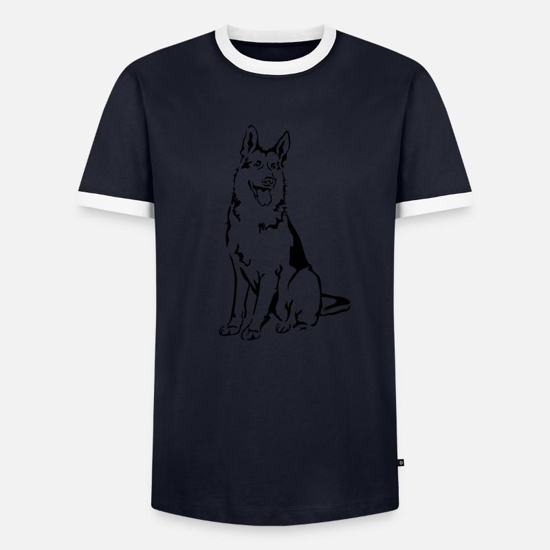 Deutscher Schäferhund - Männer Kontrast-T-Shirt - Navy/Weiß 