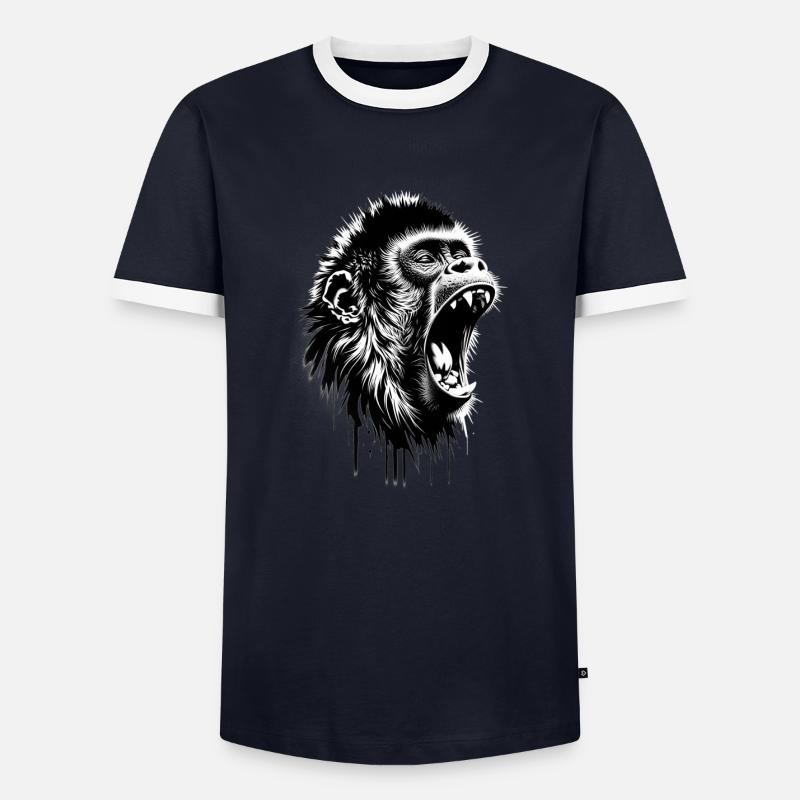 Sing and Danc Monkey - Men's Ringer Shirt - navy/white 