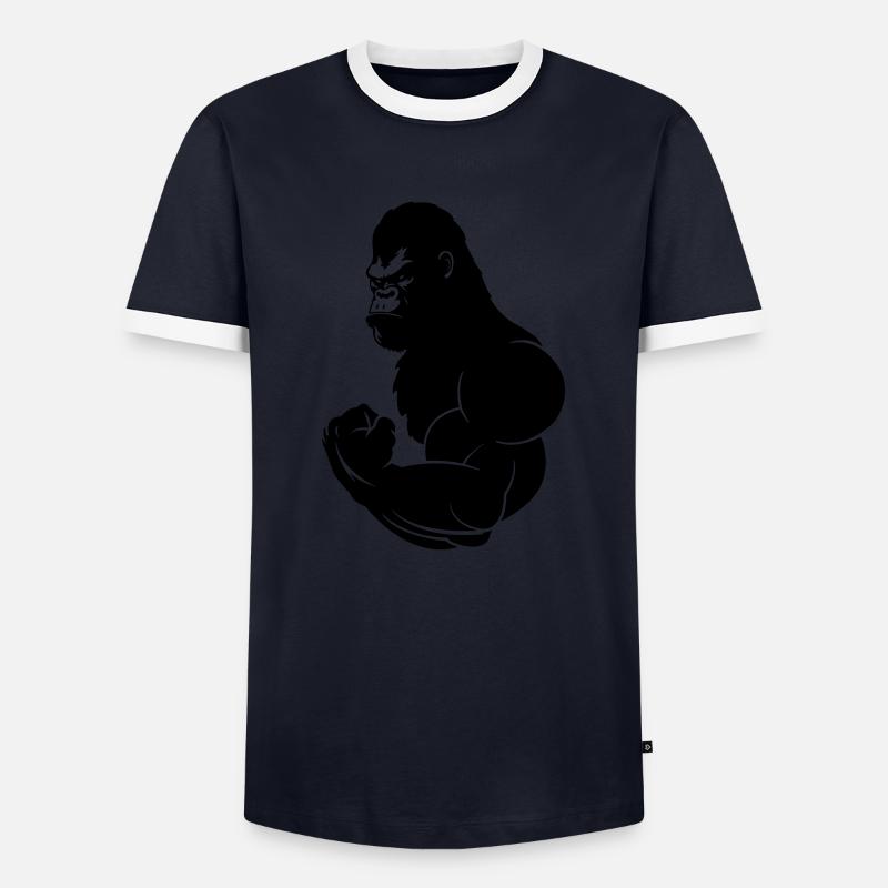 gorilla - Männer Kontrast-T-Shirt - Navy/Weiß 