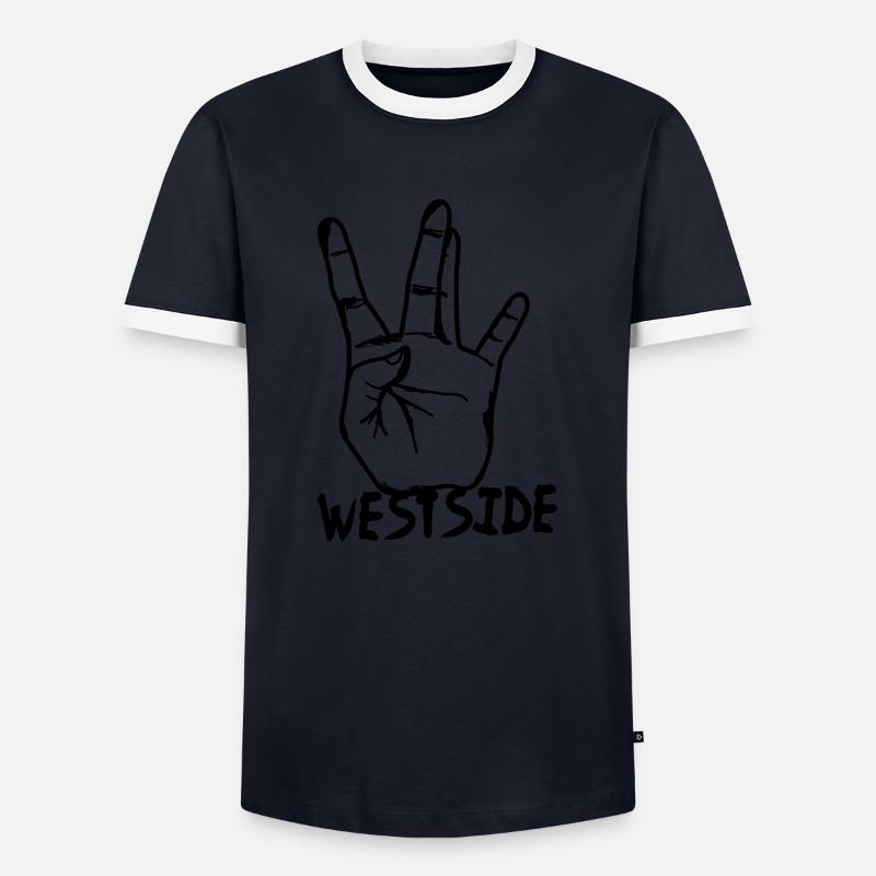westcoast hand - Männer Kontrast-T-Shirt - Navy/Weiß