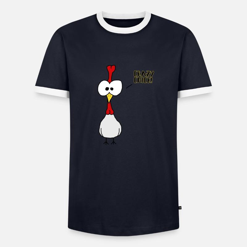 Crazy Chick - Männer Kontrast-T-Shirt - Navy/Weiß 