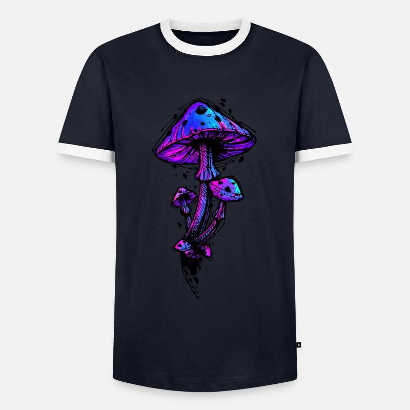 Psychedelic mushrooms - Men's Ringer Shirt - navy/white