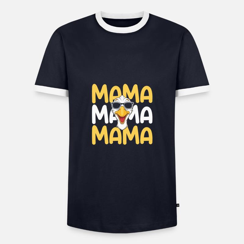 Mama Mutter Gans - Männer Kontrast-T-Shirt - Navy/Weiß