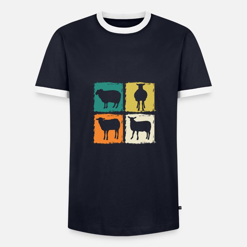 Schäfer Schaf - Männer Kontrast-T-Shirt - Navy/Weiß