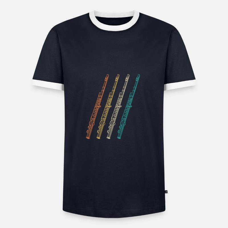 Flötist Evolution Querflöte - Männer Kontrast-T-Shirt - Navy/Weiß 