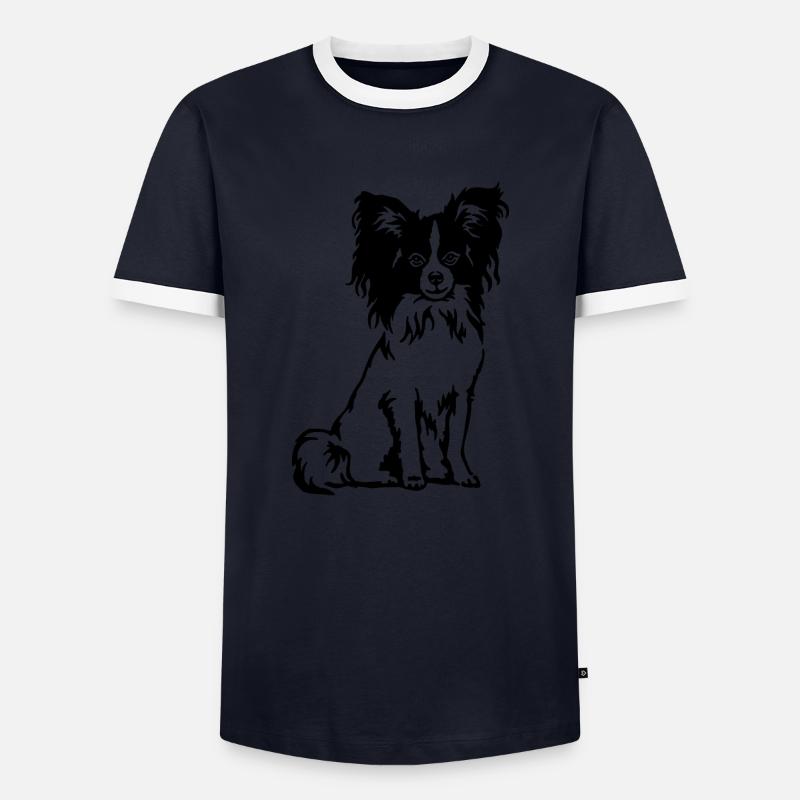 Papillon Spaniel - Männer Kontrast-T-Shirt - Navy/Weiß