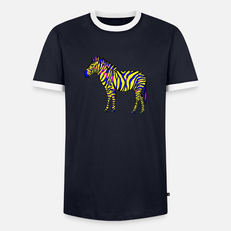 Zebra - Männer Kontrast-T-Shirt - Navy/Weiß 