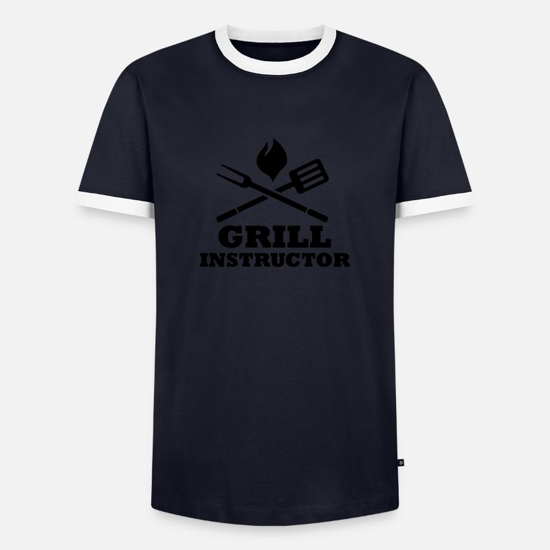 Grill Instructor - Männer Kontrast-T-Shirt - Navy/Weiß