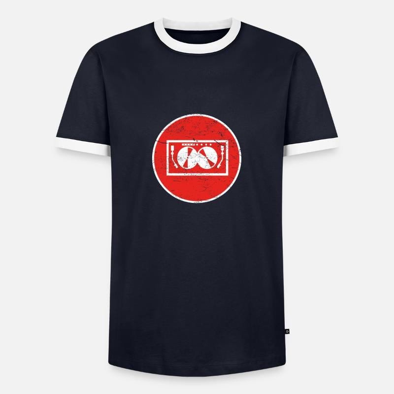Geschenk TECHNO DJ ELECTRO - Männer Kontrast-T-Shirt - Navy/Weiß 