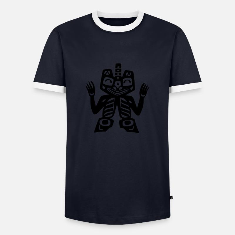 indogott - Männer Kontrast-T-Shirt - Navy/Weiß