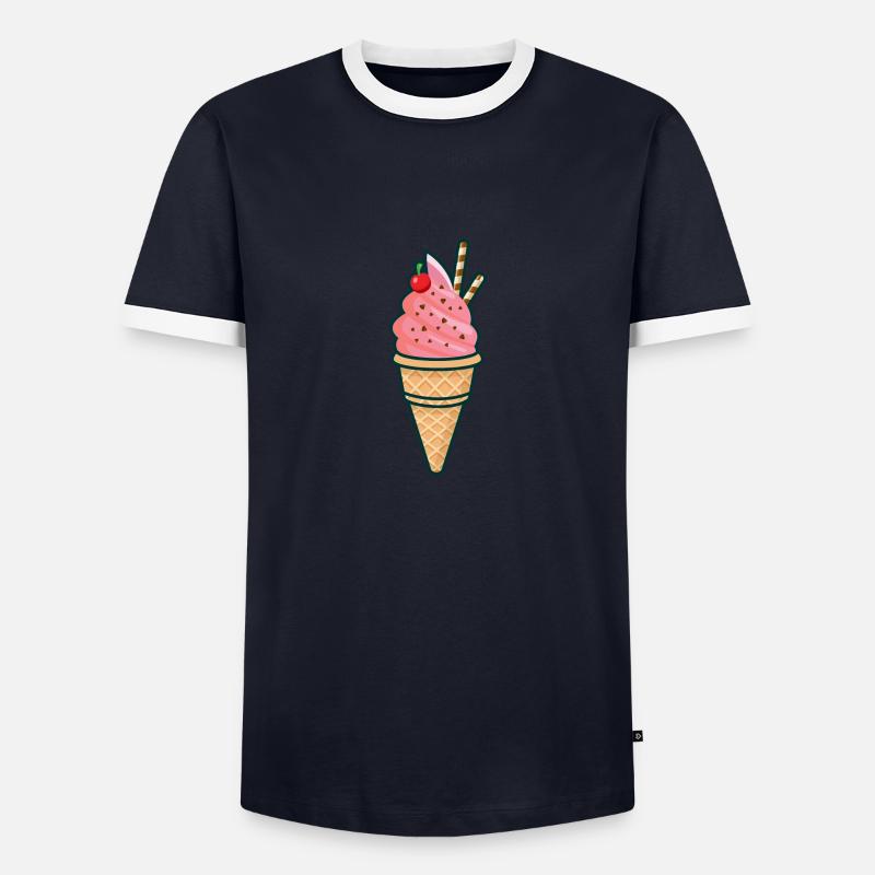 Eiscreme, Eis, Sommer, Sonne - Männer Kontrast-T-Shirt - Navy/Weiß 