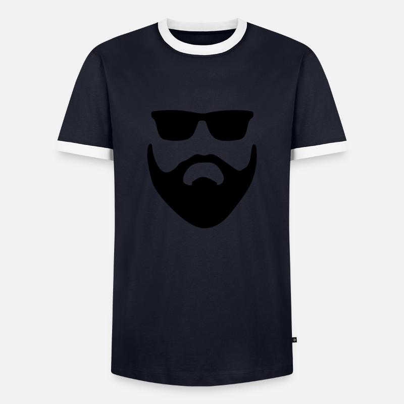 Bärtiger Mann mit Sonnenbrille - Männer Kontrast-T-Shirt - Navy/Weiß 