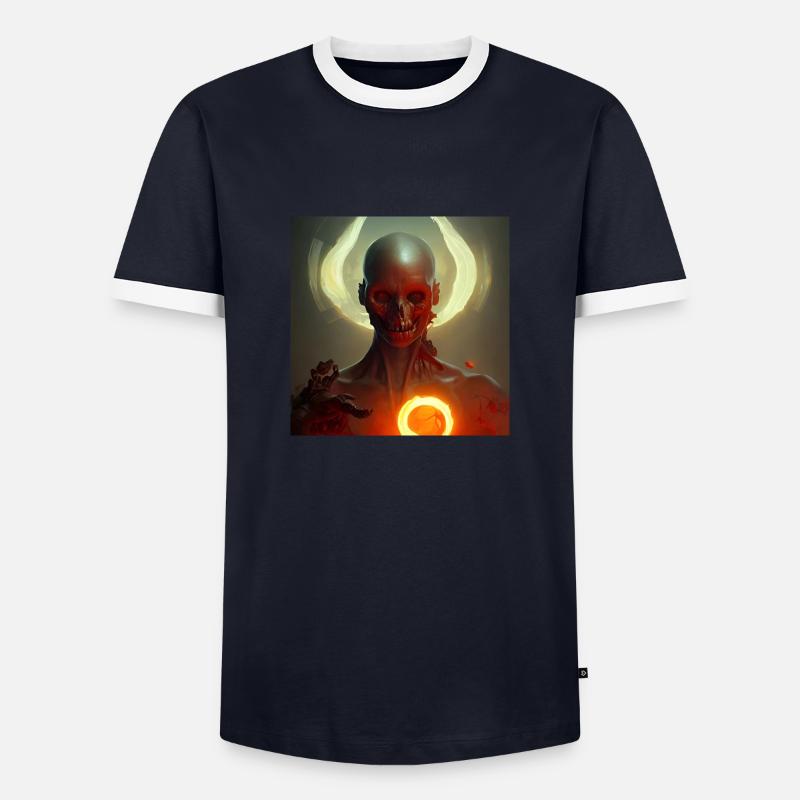 Dunkles Skelett - Männer Kontrast-T-Shirt - Navy/Weiß