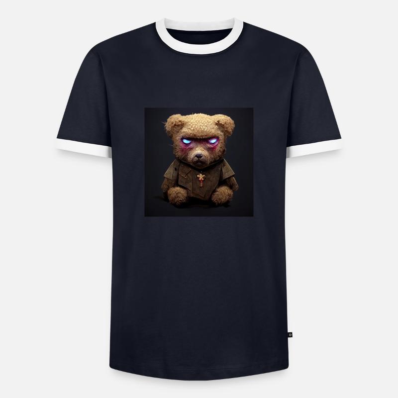 Bad Teddy - Männer Kontrast-T-Shirt - Navy/Weiß 