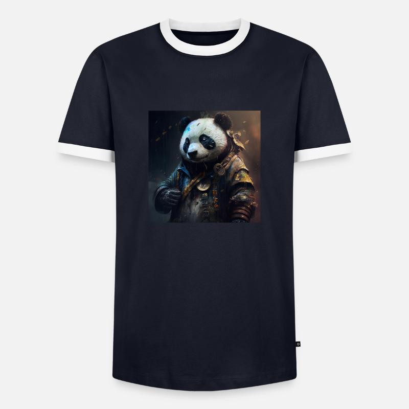 Magic Panda - Männer Kontrast-T-Shirt - Navy/Weiß 